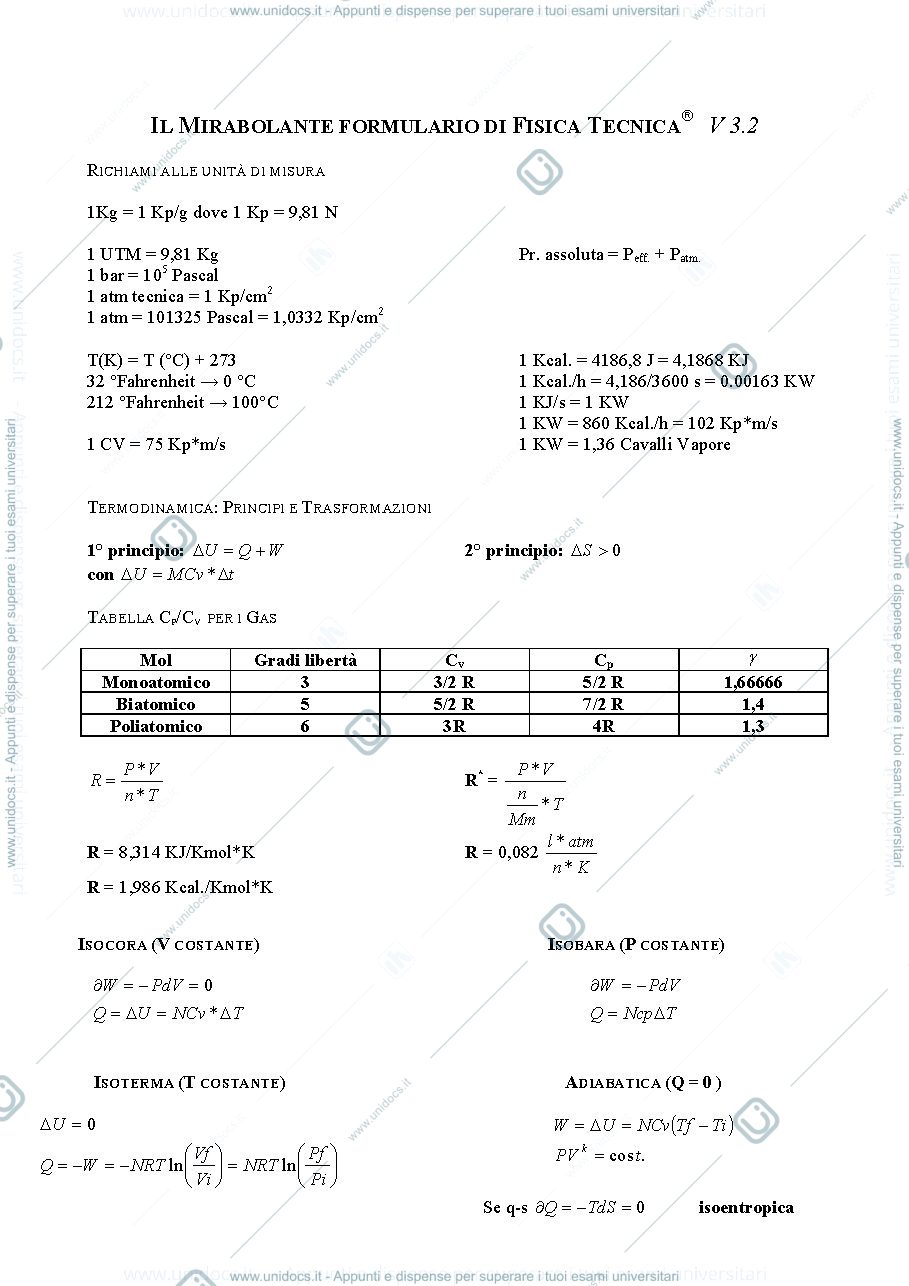Anteprima pagina 1 — formulari 19-20 Fisica tecnica e macchine prof: Araneo