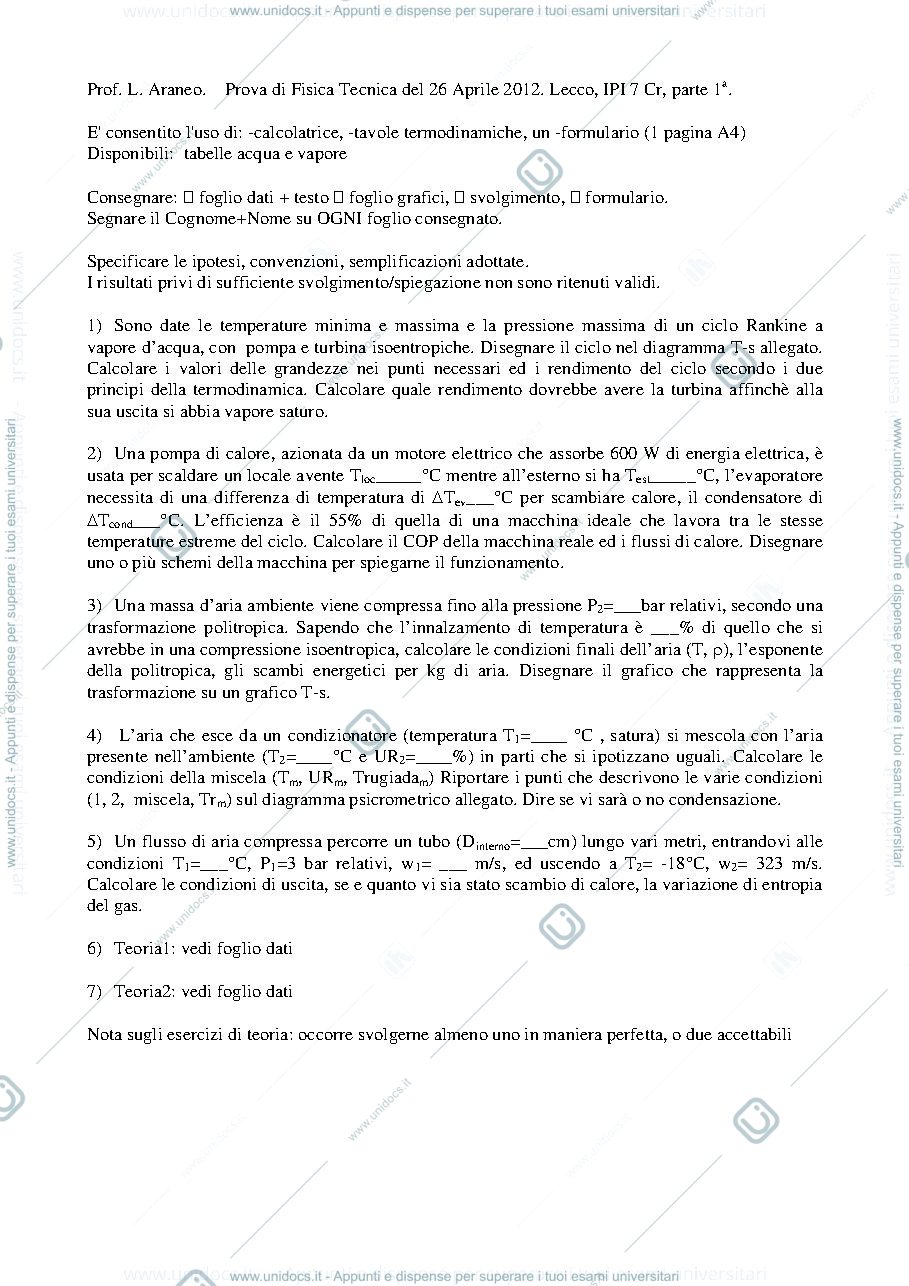 Anteprima pagina 1 — FT_Esame61_26apr2012_EsameSvolto esami prof: Araneo