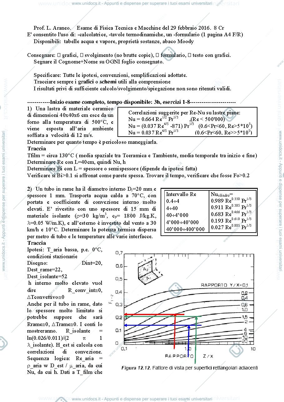 Anteprima pagina 1 — FTM_Esame03_29feb2016_TestoTracciaSoluzioneValori esami prof: Araneo