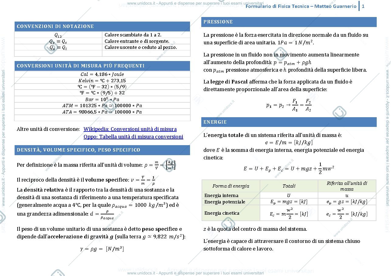 Anteprima pagina 1 — formulari 19-20 Fisica tecnica e macchine prof: Araneo