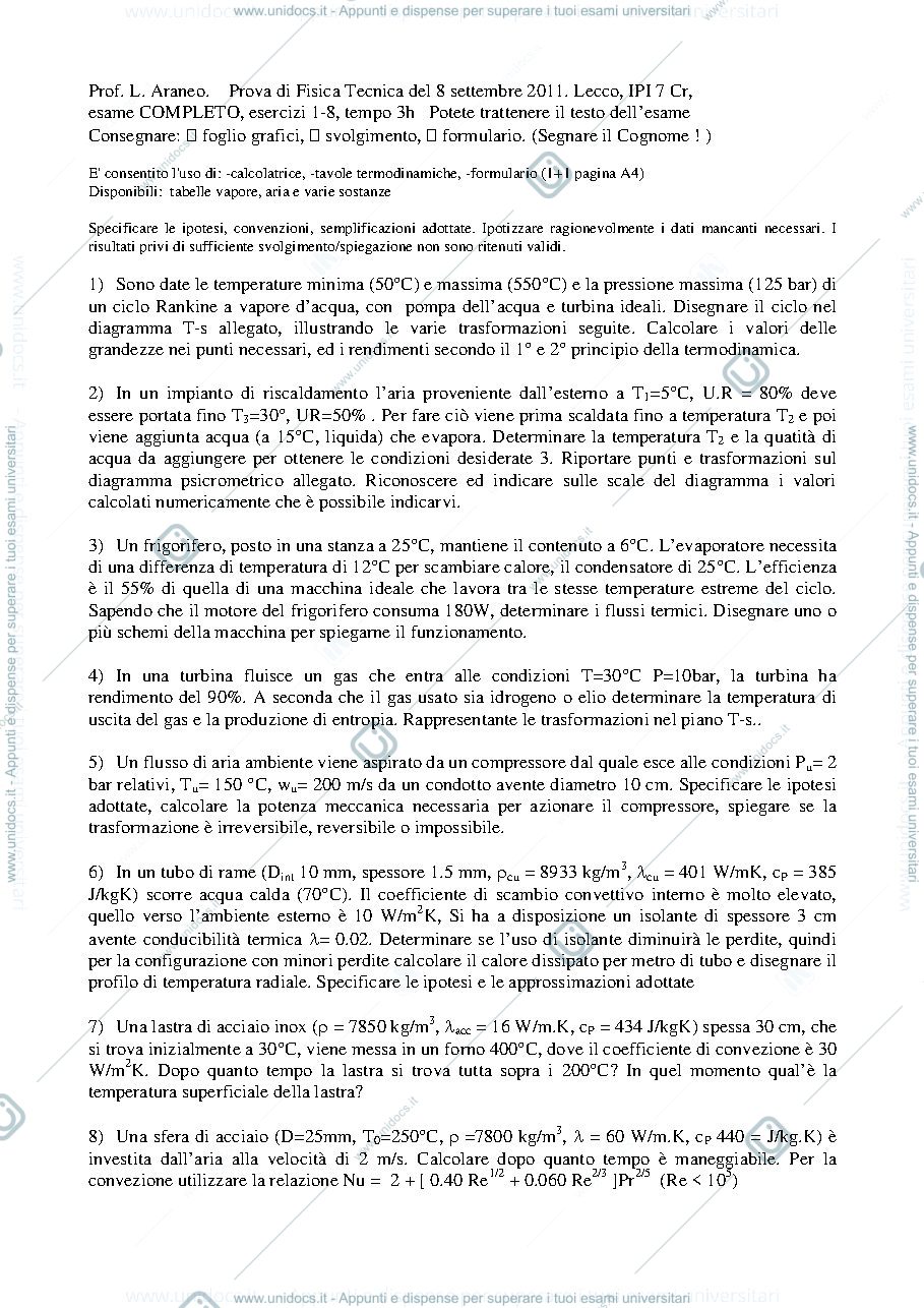 Anteprima pagina 1 — FT_Esame58_8sett2011_Testo esami prof: Araneo