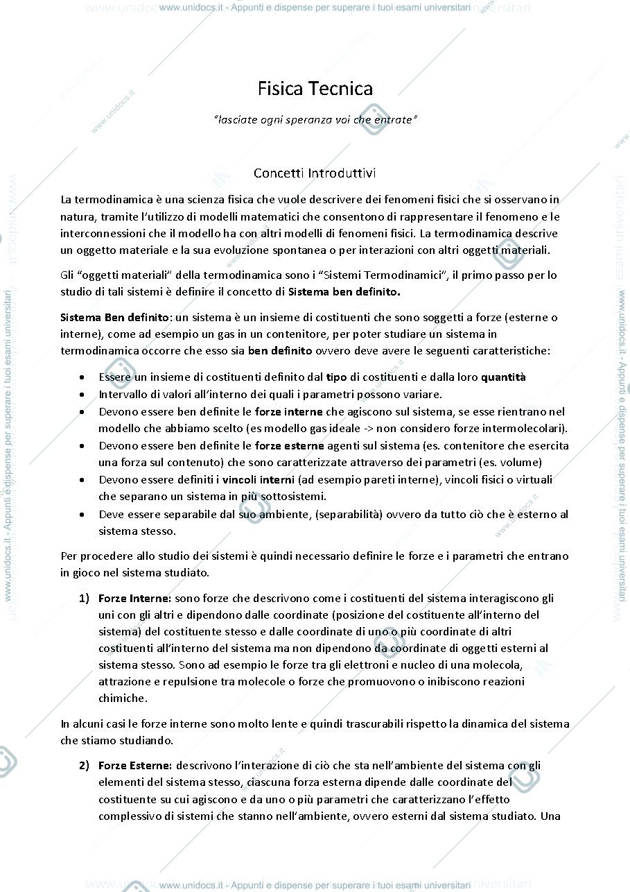 Anteprima pagina 1 — Fisica Tecnica per ingegneria Meccanica
