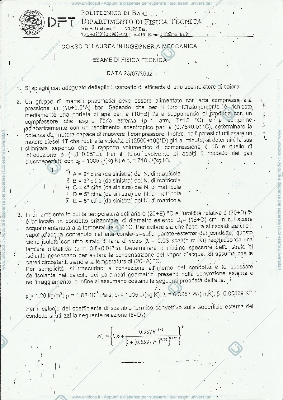 Anteprima pagina 2 — Tracce esame fisica tecnica prof Ubaldo Ayr