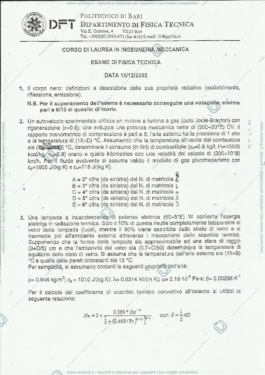 Anteprima pagina 3 — Tracce esame fisica tecnica prof Ubaldo Ayr