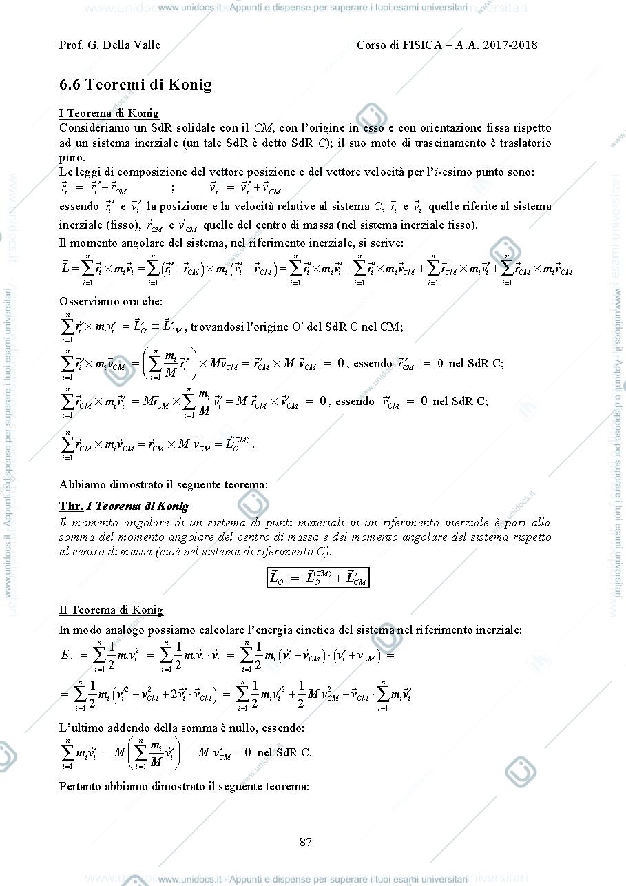 Anteprima pagina 1 — Teoremi di Konig  lezioni Prof. G. Della Valle