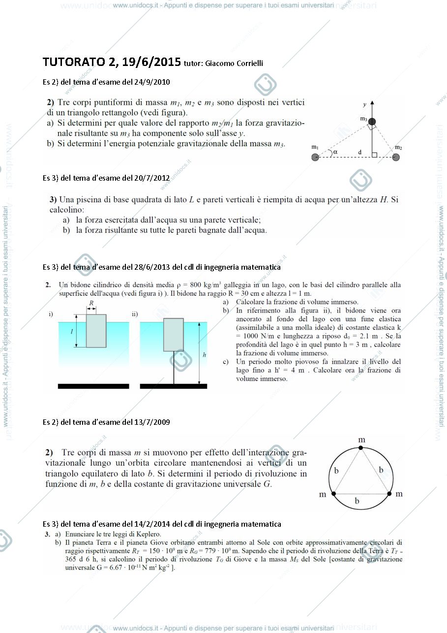Anteprima pagina 1 — Tutorato 2 esame Prof. G. Della Valle