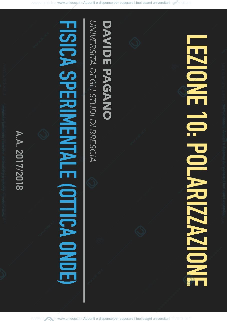 Anteprima pagina 1 — Fisica sperimentale (ottica & onde) - Polarizzazione