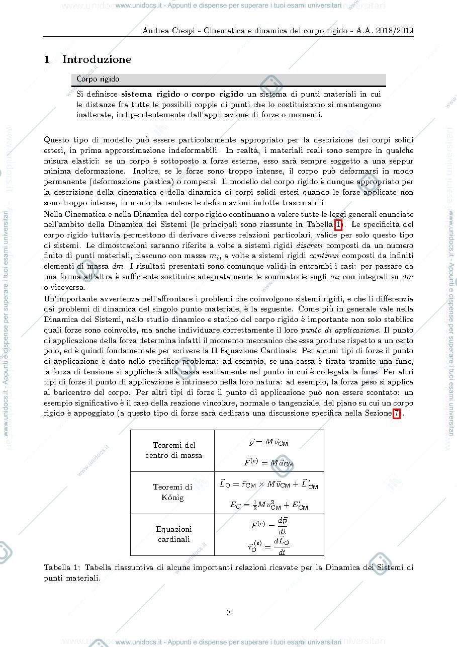 Anteprima pagina 3 — Meccanica dei sistemi rigidi lezioni Prof. Crespi