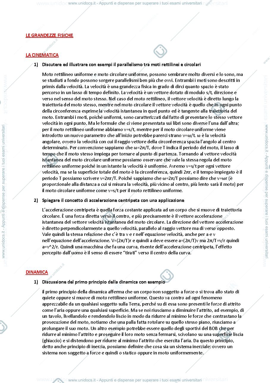 Anteprima pagina 1 — Domande Fisica spiegate