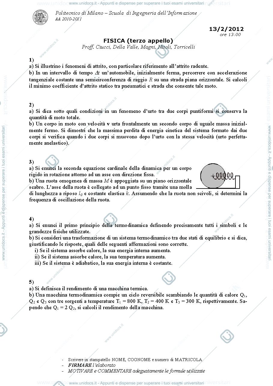 Anteprima pagina 1 — AA_2010-2011_TdE_2012_02_13 esame prof: Crespi