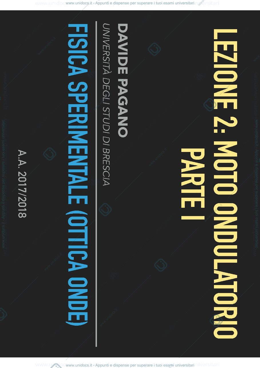 Anteprima pagina 1 — Fisica sperimentale (ottica & onde) - Moto ondulatorio 1
