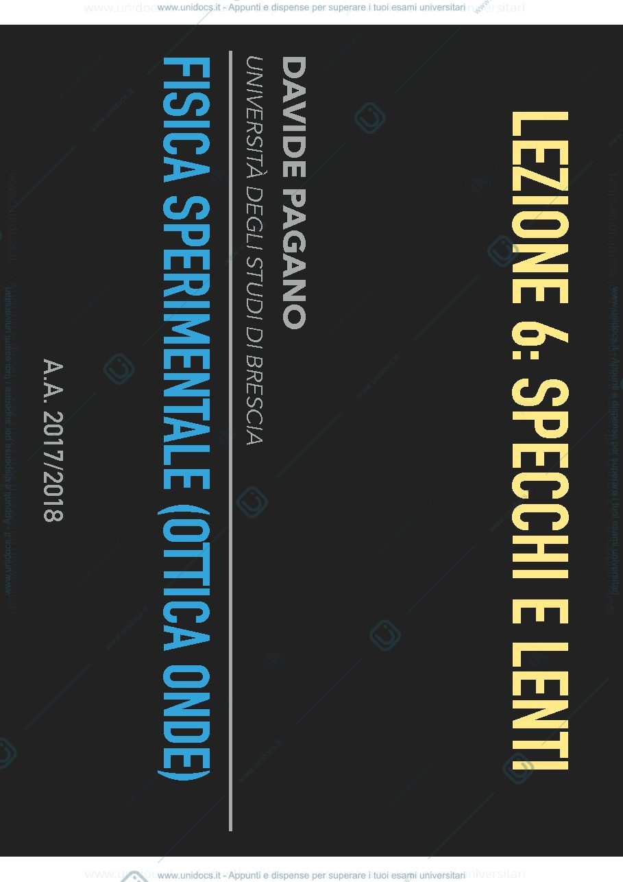 Anteprima pagina 1 — Fisica sperimentale (ottica & onde) - Specchi e lenti