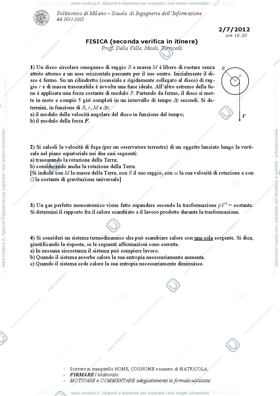 Anteprima pagina 1 — AA_2011-2012_Itinere_II_2012_07_02 esame prof: Crespi