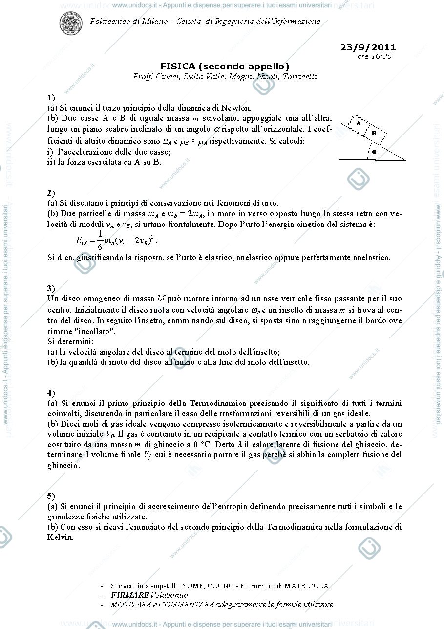 Anteprima pagina 1 — AA_2010-2011_TdE_2011_09_23 esame prof: Crespi