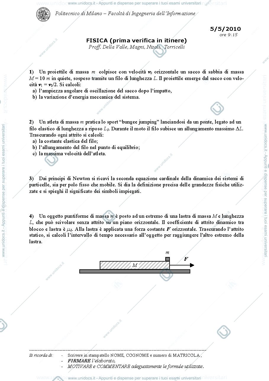 Anteprima pagina 1 — AA_2009-2010_Itinere_I_2010_05_05_v2 esame Prof. G. Della Valle