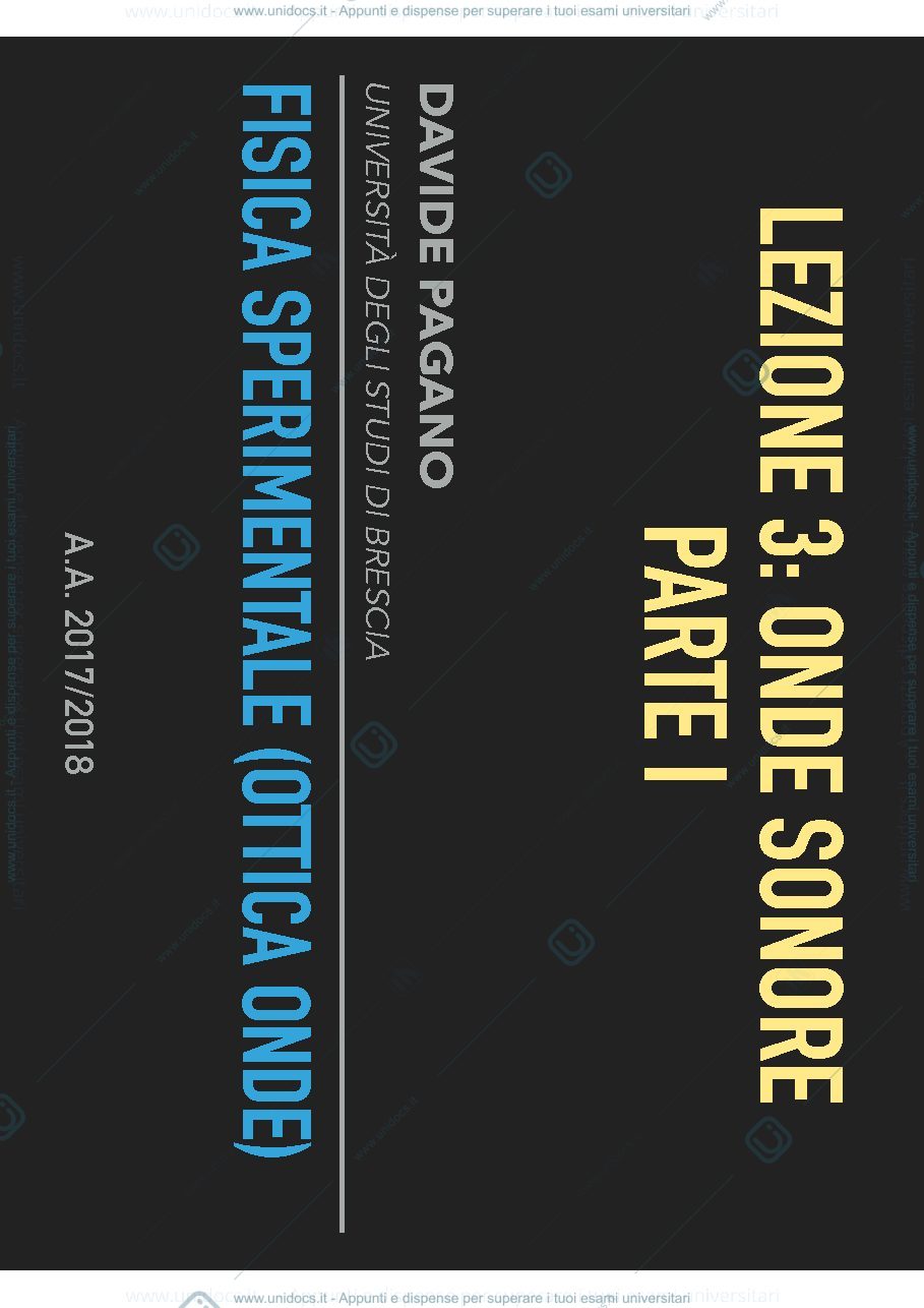Anteprima pagina 1 — Fisica sperimentale (ottica & onde) - Onde sonore 1