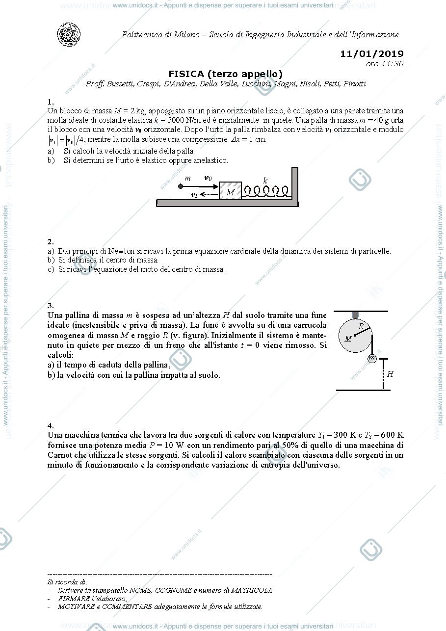 Anteprima pagina 1 — Testo_e_soluzione_3o_appello esame prof: Crespi