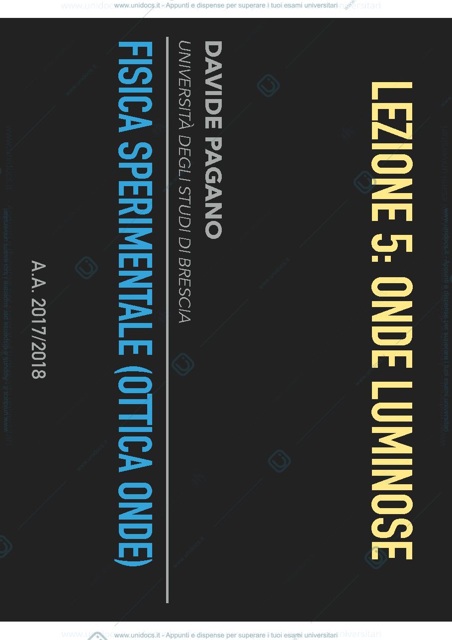 Anteprima pagina 1 — Fisica sperimentale (ottica & onde) - Onde luminose