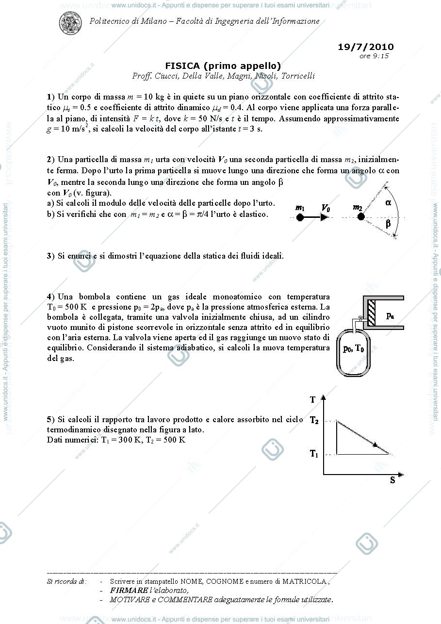 Anteprima pagina 1 — AA_2009-2010_TdE_2010_07_19 esame prof: Crespi