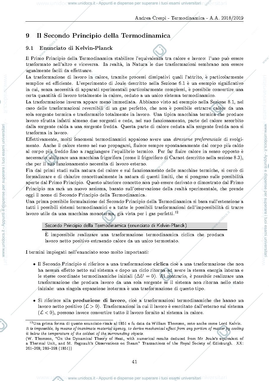 Anteprima pagina 1 — MODULO 2 - Termodinamica (4) lezioni Prof. Crespi