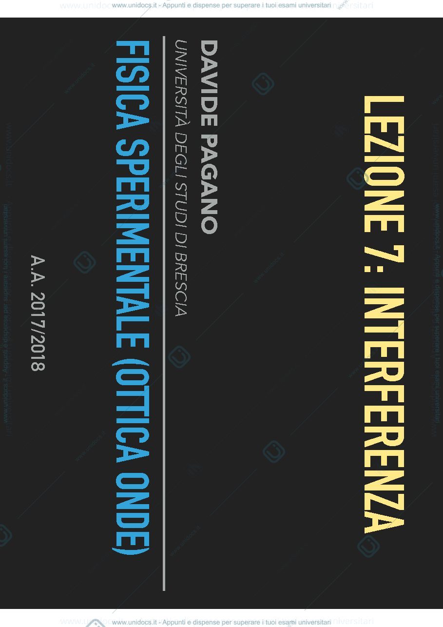 Anteprima pagina 1 — Fisica sperimentale (ottica & onde) - Interferenza