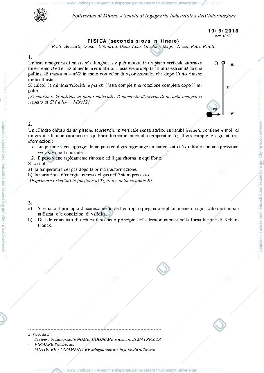 Anteprima pagina 1 — Testo_e_soluzione_Prova_in_Itinere_2 esame prof: Crespi