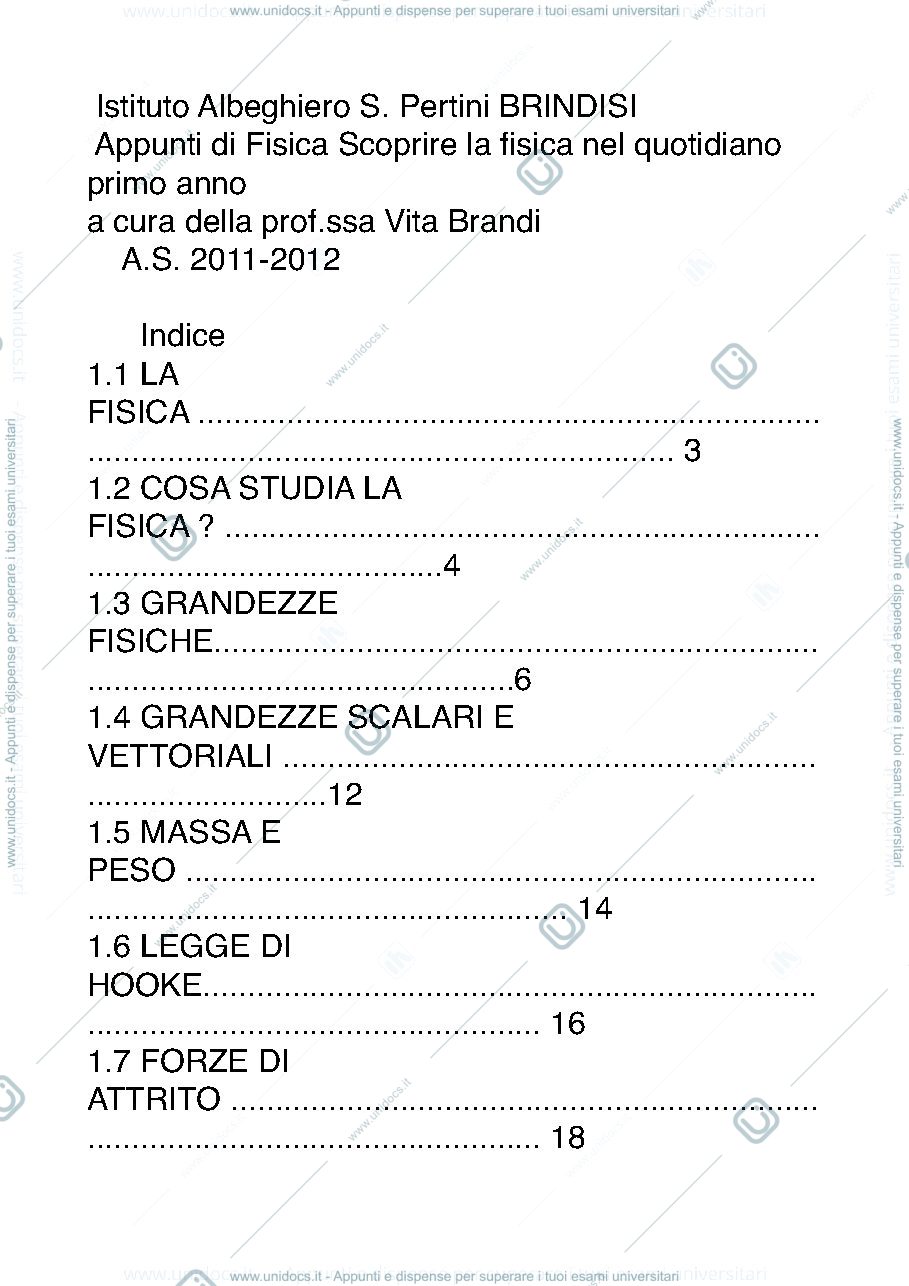 Anteprima pagina 1 — Riassunto di fisica efficace