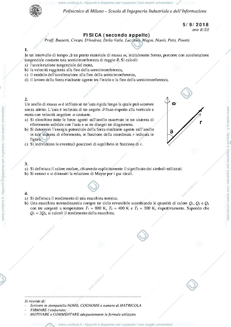 Anteprima pagina 1 — Testo_e_soluzione_2o_appello esame prof: Crespi