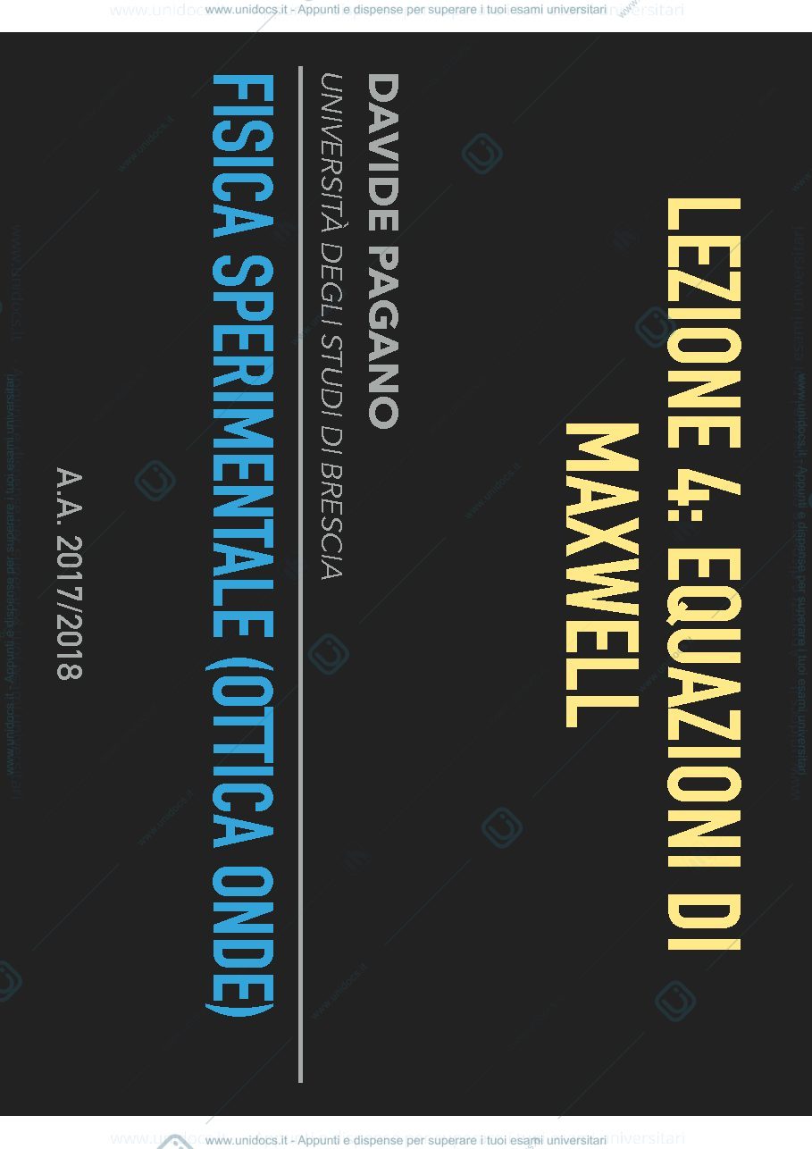 Anteprima pagina 1 — Fisica sperimentale (ottica & onde) - Equazioni di Maxwell