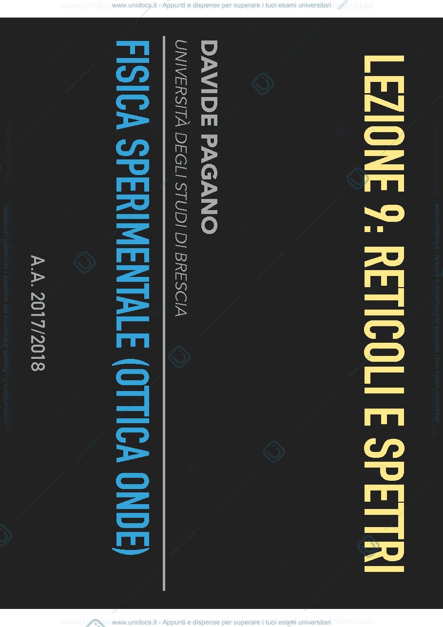 Anteprima pagina 1 — Fisica sperimentale (ottica & onde) - Reticoli e spettri