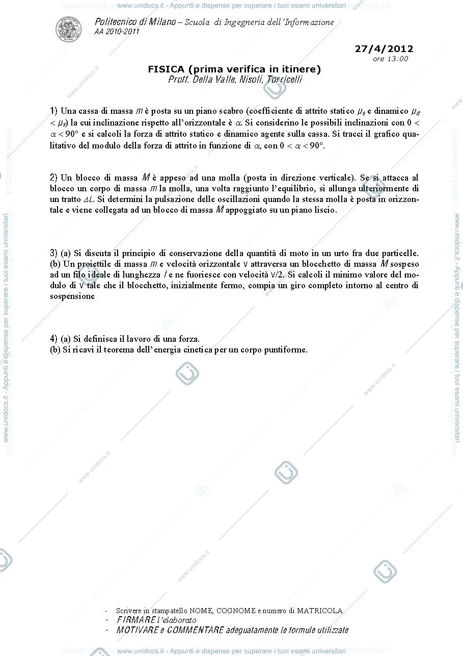 Anteprima pagina 1 — AA_2011-2012_Itinere_I_2012_04_27 esame Prof. G. Della Valle