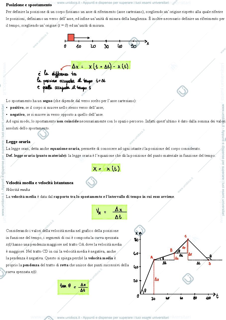 Anteprima pagina 1 — Il moto dei corpi in una dimensione
