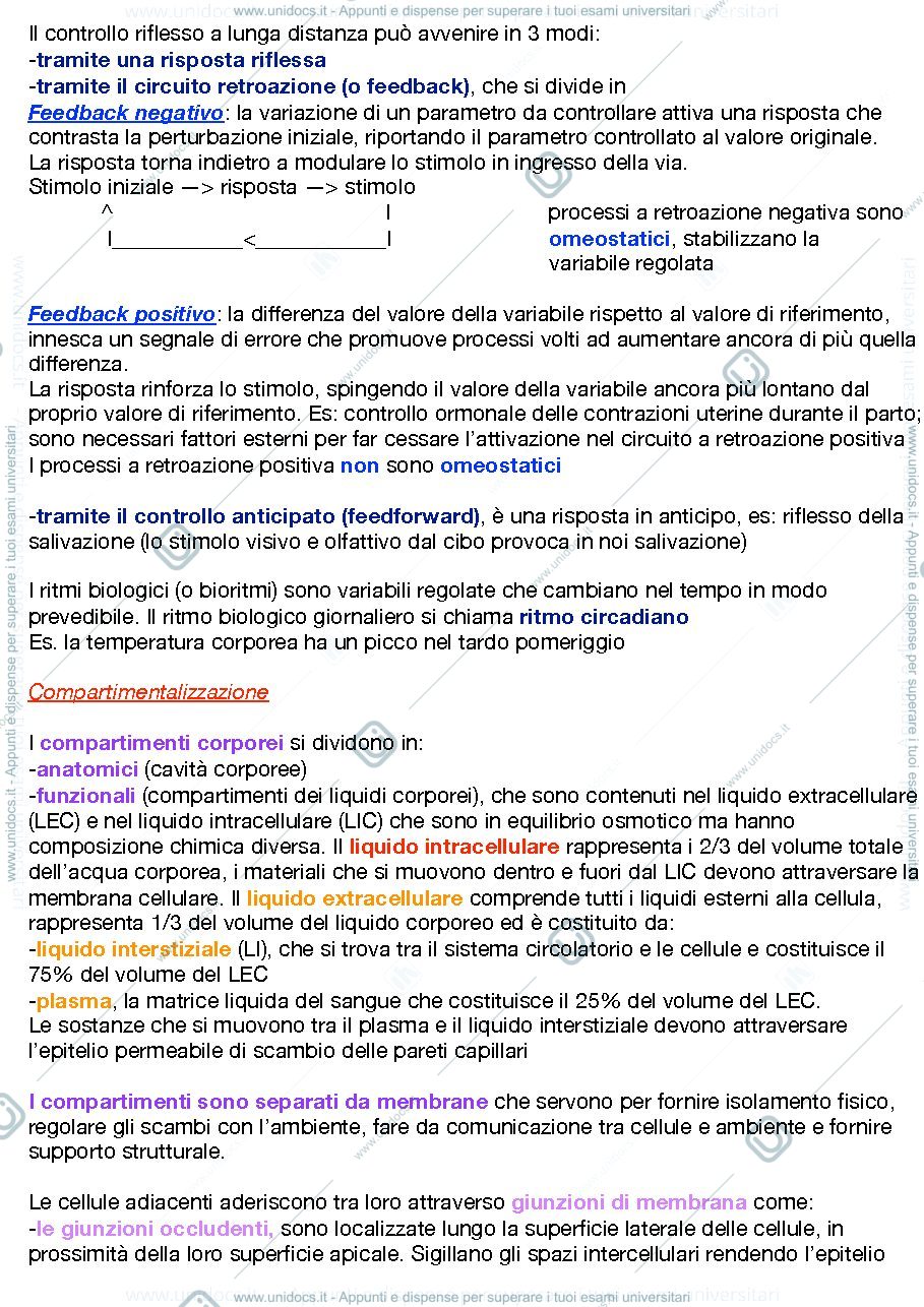 Anteprima pagina 2 — Appunti di Fisiologia, facoltà delle Scienze Motorie e Sportive