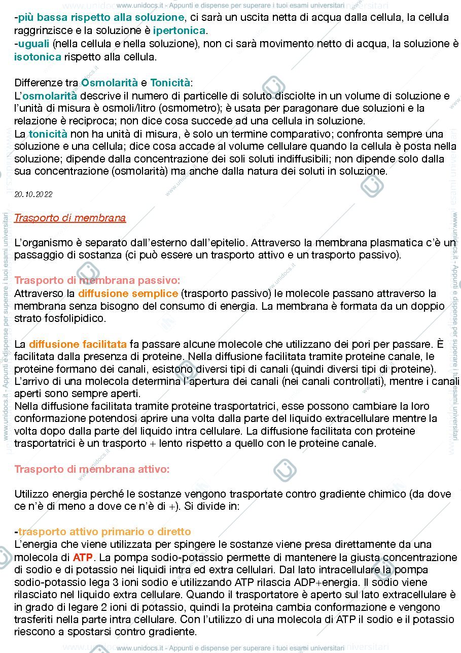 Anteprima pagina 4 — Appunti di Fisiologia, facoltà delle Scienze Motorie e Sportive
