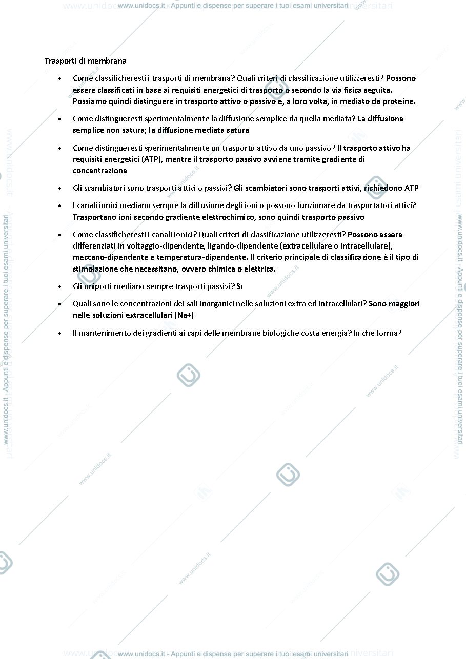 Anteprima pagina 2 — Domande e risposte per ripasso di fisiologia