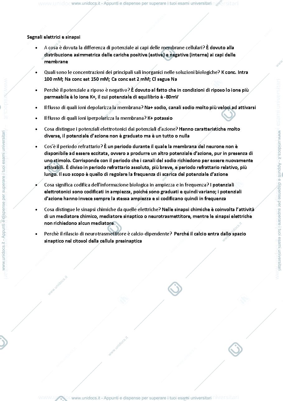 Anteprima pagina 3 — Domande e risposte per ripasso di fisiologia
