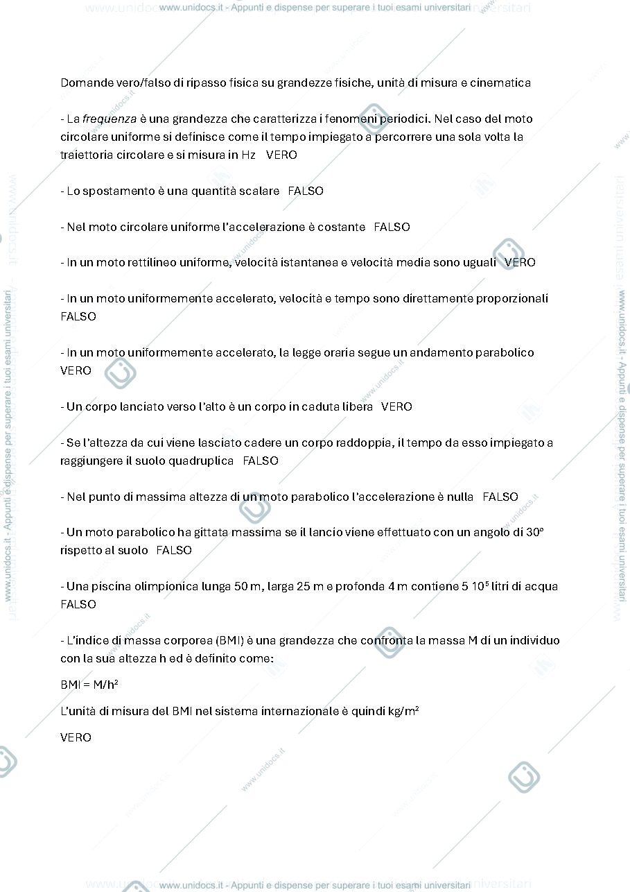 Anteprima pagina 1 — Domande di ripasso di fisica