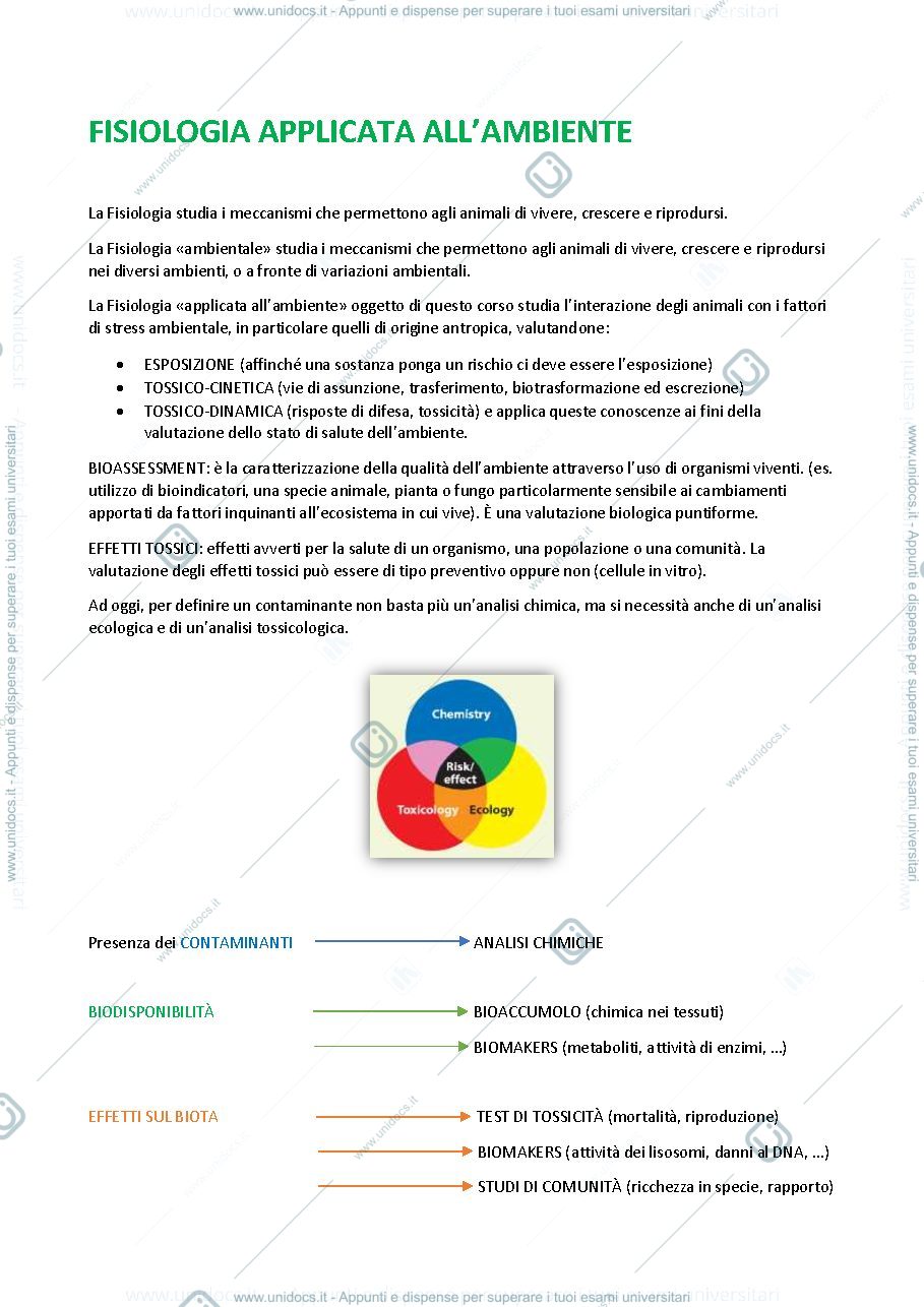 Anteprima pagina 1 — Fisiologia applicata all'ambiente 