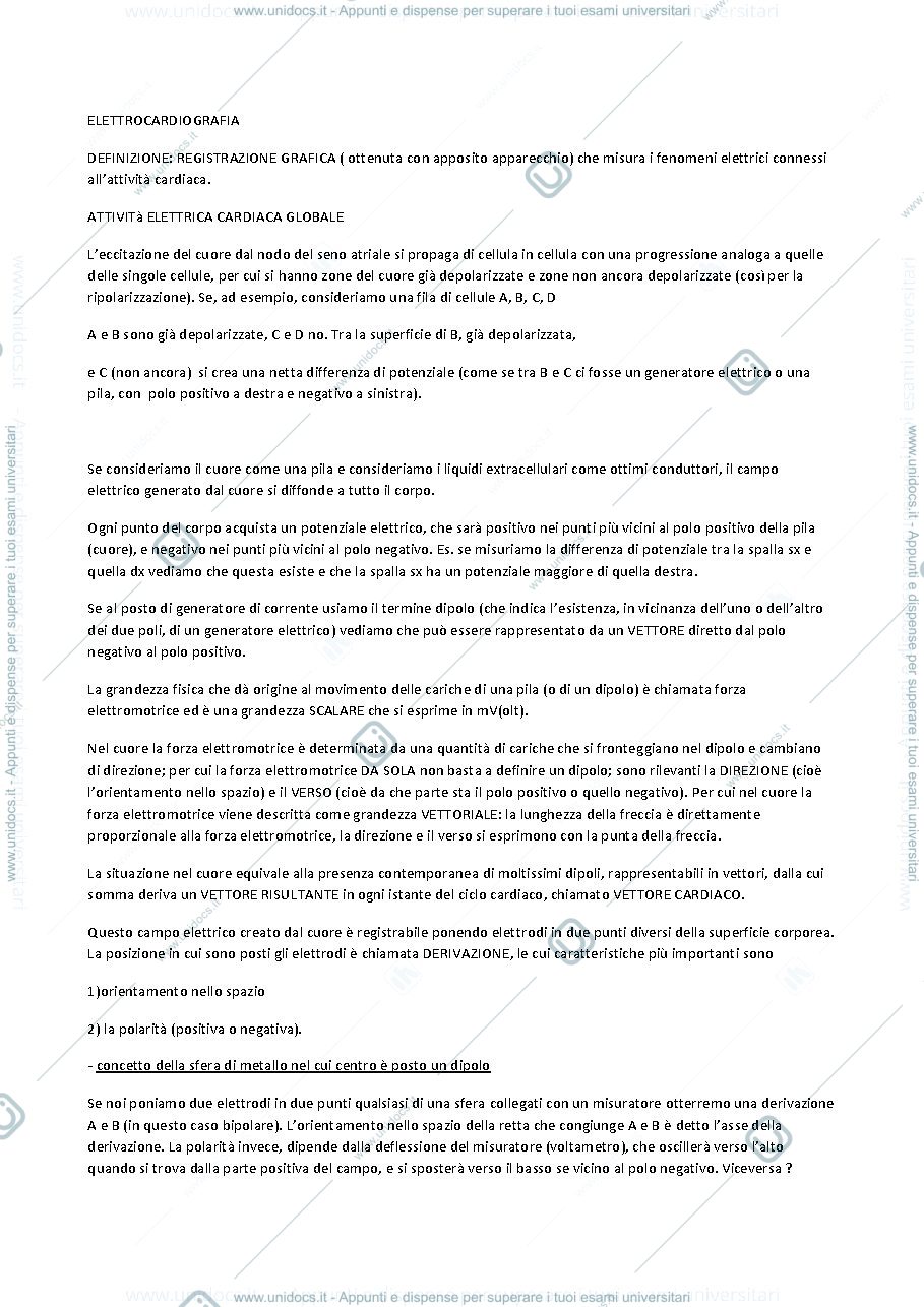 Anteprima pagina 1 — riassunto ecg