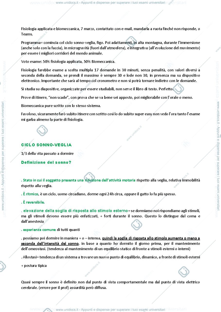 Anteprima pagina 1 — Appunti ugo faraguna fisiologia applicata