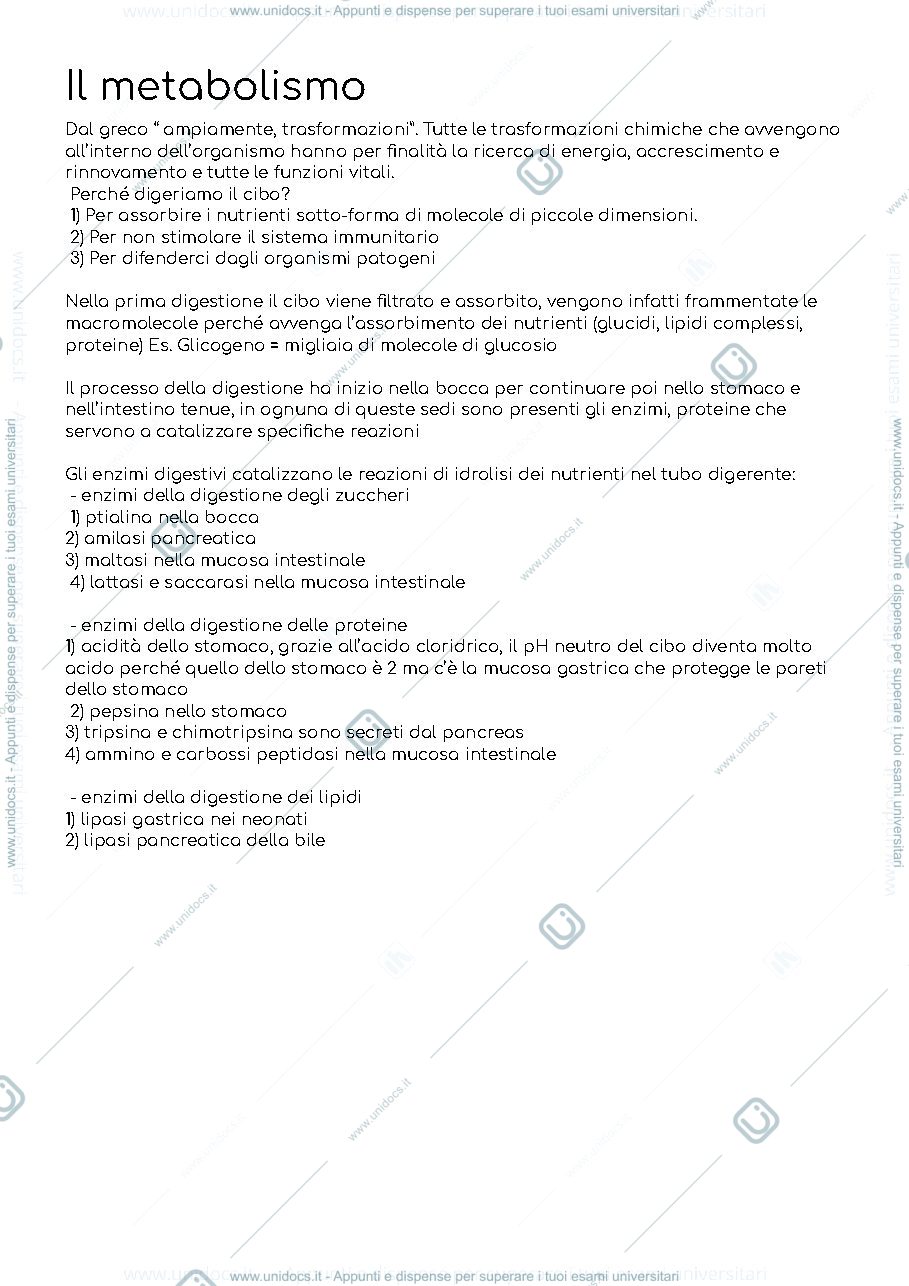 Anteprima pagina 1 — Biochimica secondo semestre