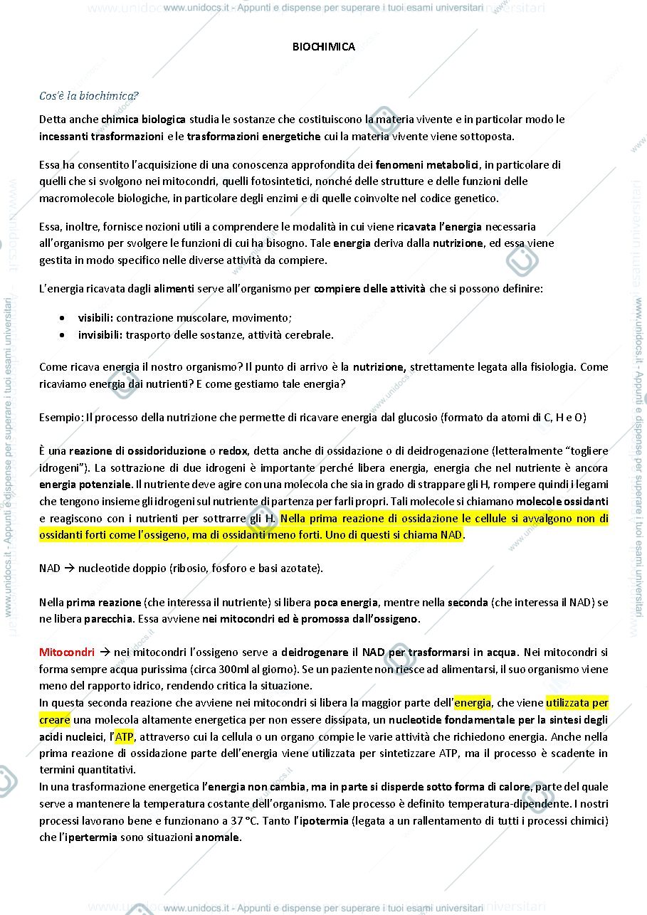 Anteprima pagina 1 — Chimica e biochimica