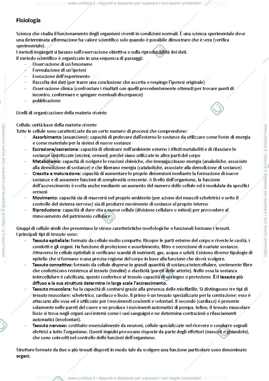 Anteprima pagina 1 — Fisiologia 1