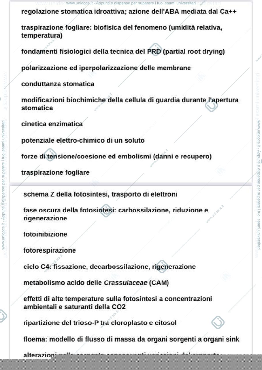 Anteprima pagina 1 — Domande riassuntive di fisiologia vegetale