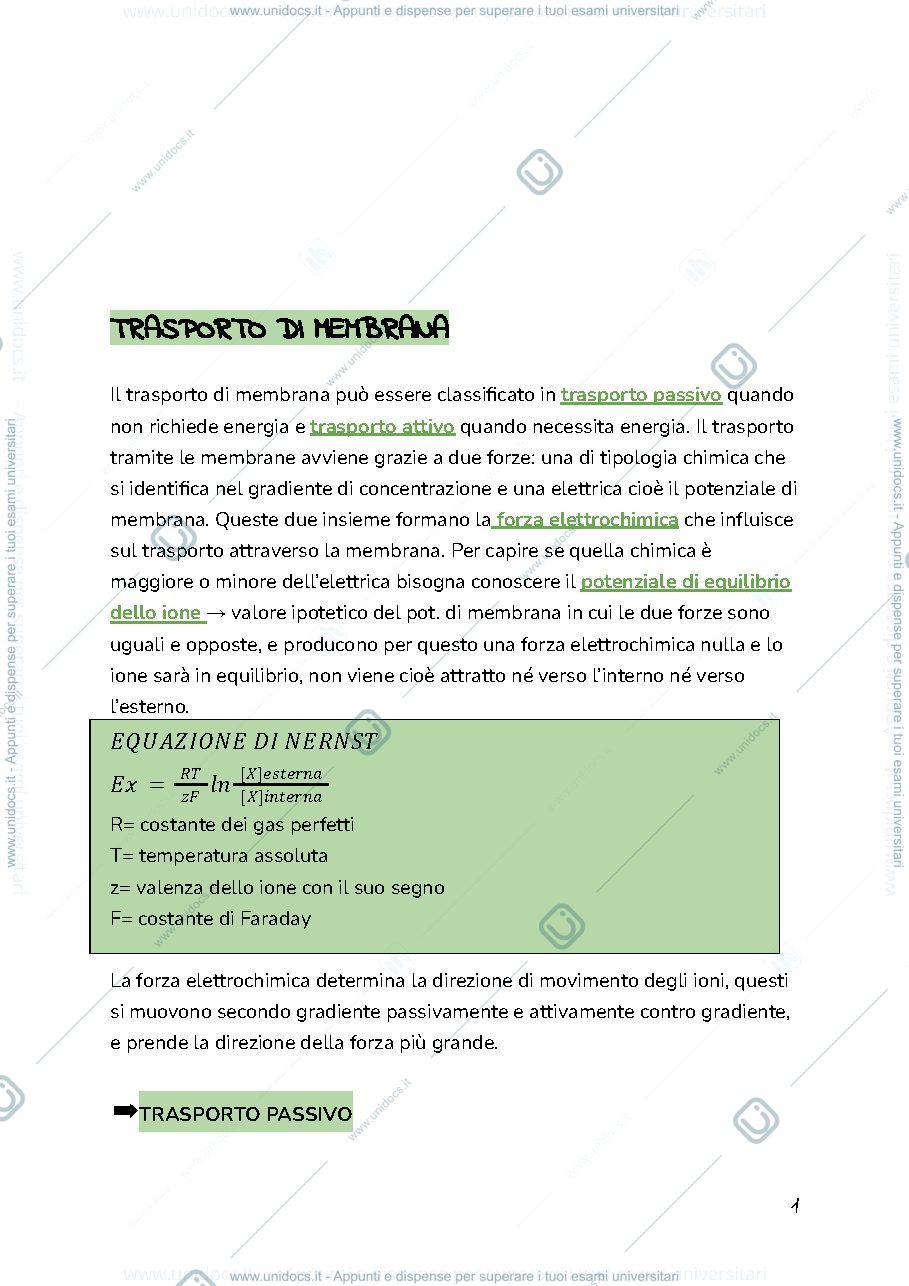 Anteprima pagina 2 — Trasporti di membrana e parziale fisiologia del rene