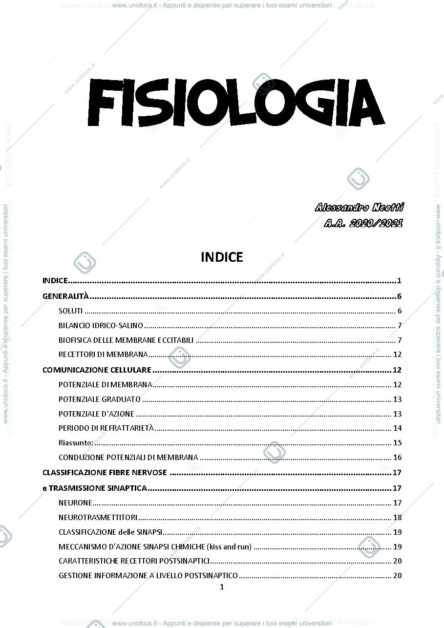 Anteprima pagina 1 — Fisiologia 