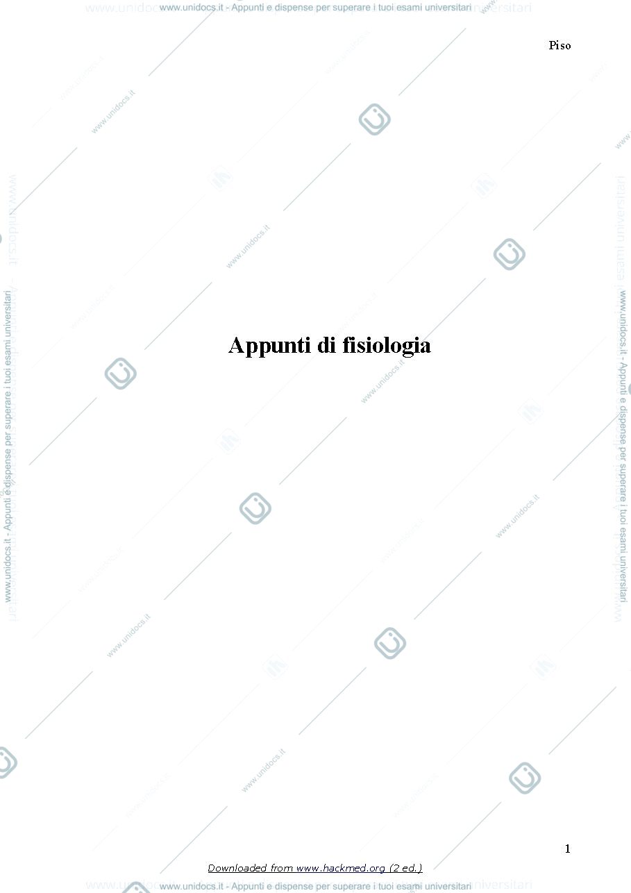 Anteprima pagina 1 — Riassunto di fisiologia