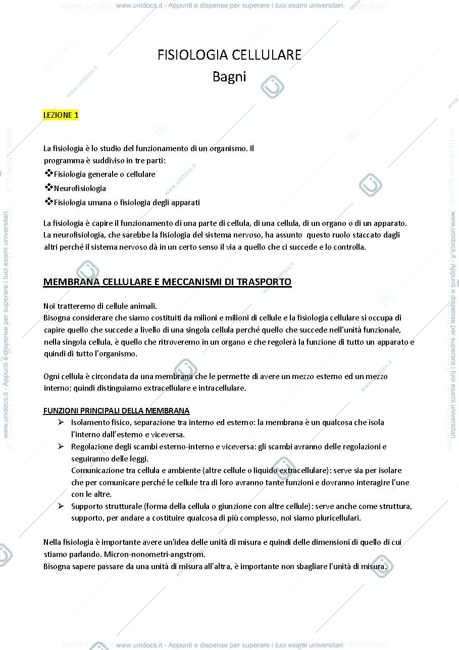 Anteprima pagina 1 — Fisiologia 1