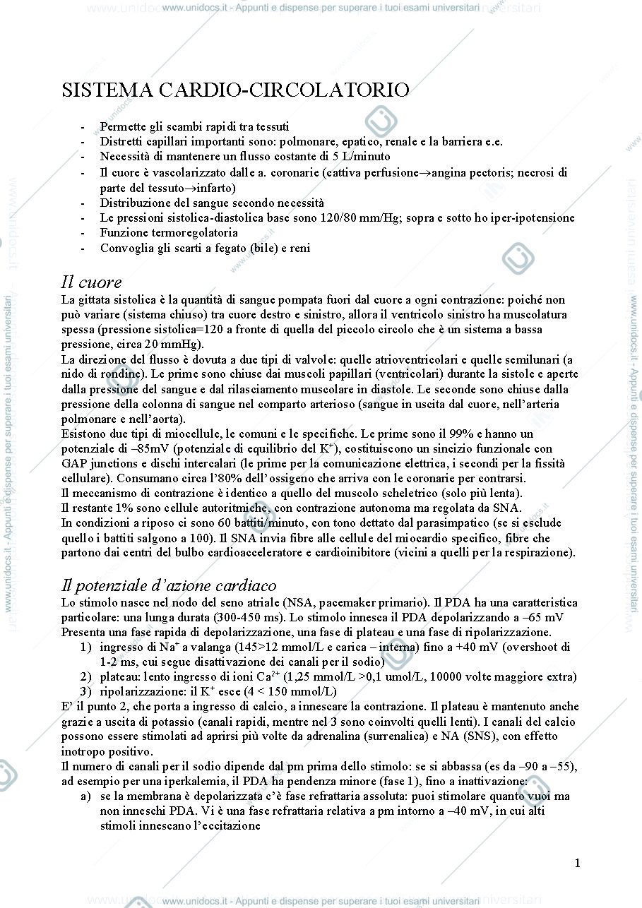 Anteprima pagina 1 — Dispensa di Fisiologia Generale