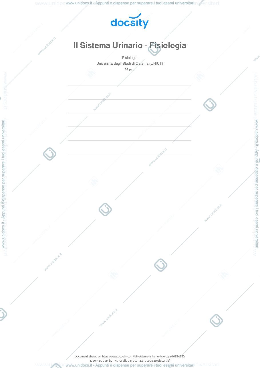 Anteprima pagina 1 — Il Sistema Urinario - Fisiologia